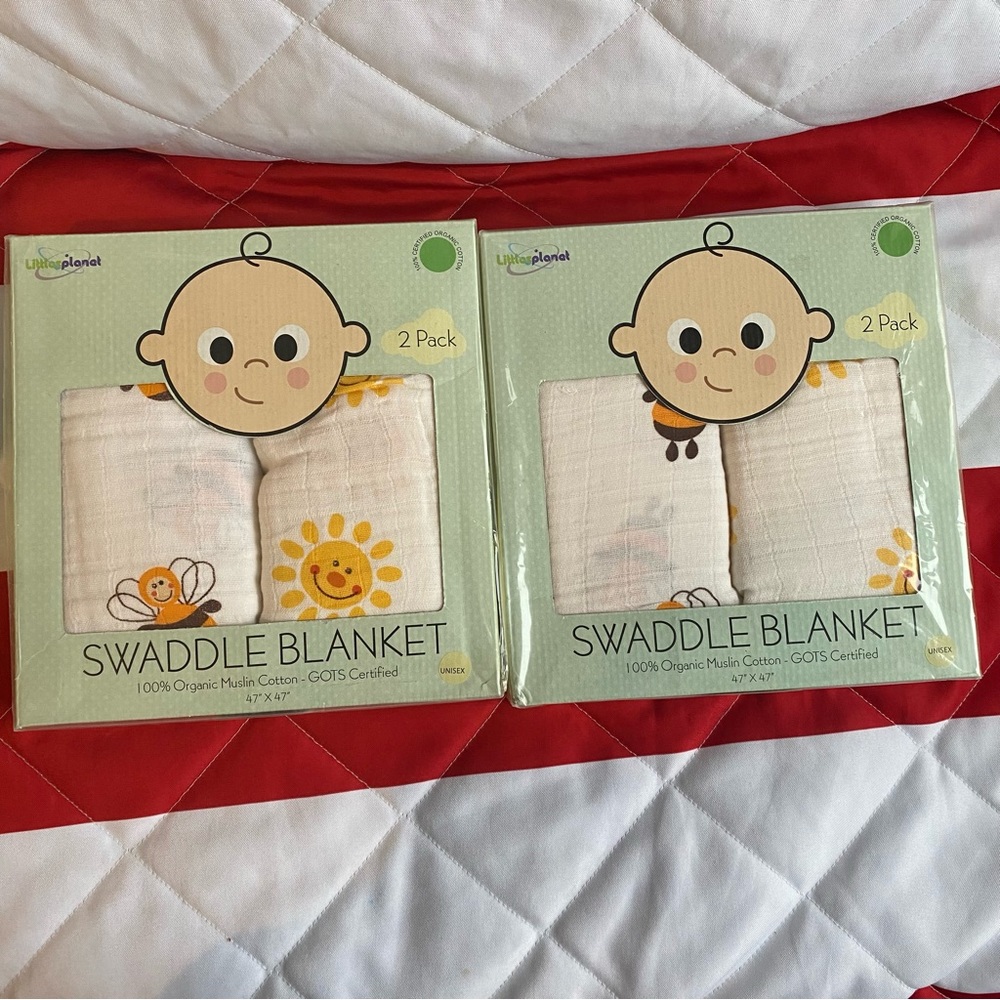 100% Certified muslin cotton organic Swaddle blanket  4pack Unisex
